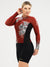 Women's Long Sleeve Cycling Jersey - Flowers Burgundy by Savancini (3309)