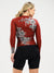 Women's Long Sleeve Cycling Jersey - Flowers Burgundy by Savancini (3309)