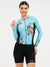 Women's Long Sleeve Cycling Jersey - Flowers Turquoise Blue by Savancini (3309)
