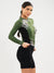 Women's Long Sleeve Cycling Jersey - Flowers Green by Savancini (3309)