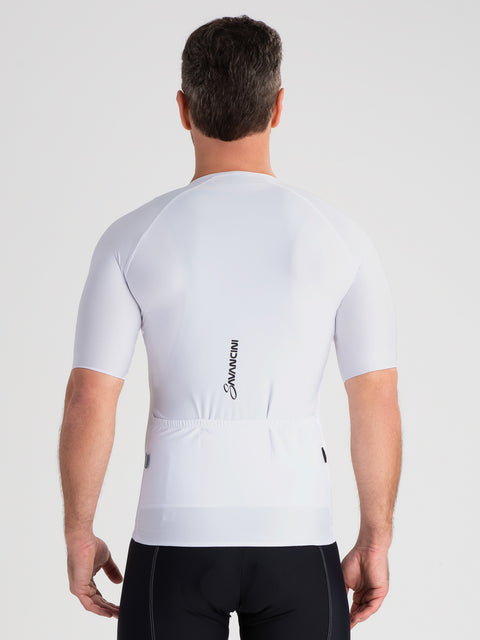 Men's Cycling Jersey Fit Pro White by Savancini(4110)
