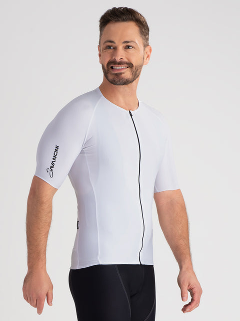 Men's Cycling Jersey Fit Pro White by Savancini(4110)