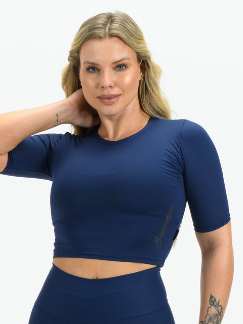 Cropped Feminino Poliamida Marinho Savancini (F708)