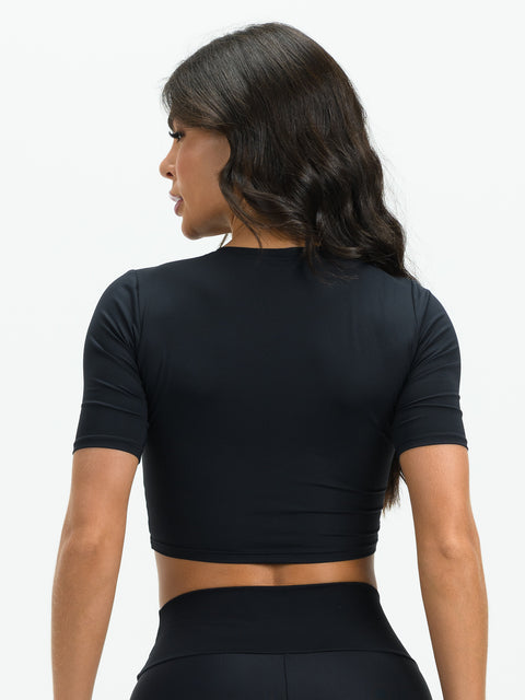 Savancini Women's Black Polyamide Cropped Top (F708)