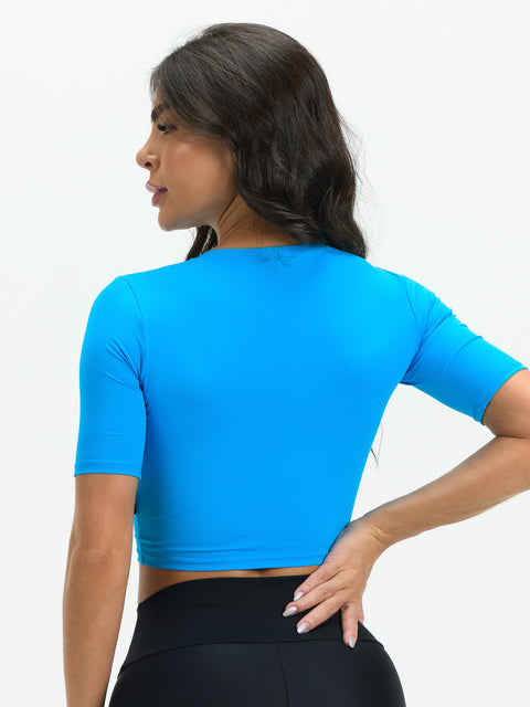 Savancini Women's Blue Polyamide Cropped Top (F708)
