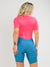 Women's Cycling Skinsuit - Gel Padding - Atlantis and Pink by Savancini (SP470)