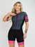 Women's Cycling Skinsuit - Gel Padding - Gray and Pink Evolution Savancini (3470)