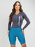 Women's Cycling Skinsuit - Gel Padding - Long Sleeve Atlantis and Charcoal Savancini (SP460)