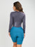 Women's Cycling Skinsuit - Gel Padding - Long Sleeve Atlantis and Charcoal Savancini (SP460)