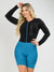 Women's Cycling Skinsuit - Gel Padding - Long Sleeve Atlantis and Black Savancini (SP460)