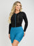 Women's Cycling Skinsuit - Gel Padding - Long Sleeve Atlantis and Black Savancini (SP460)