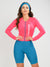 Women's Cycling Skinsuit - Gel Padding - Long Sleeve Atlantis and Pink Savancini (SP460)