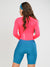 Women's Cycling Skinsuit - Gel Padding - Long Sleeve Atlantis and Pink Savancini (SP460)