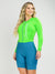 Women's Cycling Skinsuit - Gel Padding - Long Sleeve Atlantis and Green Savancini (SP460)