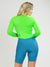 Women's Cycling Skinsuit - Gel Padding - Long Sleeve Atlantis and Green Savancini (SP460)