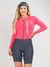 Women's Cycling Skinsuit - Gel Padding - Long Sleeve Charcoal and Pink Savancini (SP460)