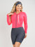 Women's Cycling Skinsuit - Gel Padding - Long Sleeve Charcoal and Pink Savancini (SP460)