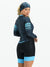 Women's Long Sleeve Cycling Skinsuit - Gel Padding - Gray and Blue Evolution Savancini (3460)