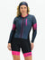Women's Long Sleeve Cycling Skinsuit - Gel Padding - Gray and Pink Evolution Savancini (3460)