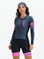 Women's Long Sleeve Cycling Skinsuit - Gel Padding - Gray and Rose Evolution Savancini (3460)