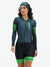 Women's Long Sleeve Cycling Skinsuit - Gel Padding - Gray and Green Evolution Savancini (3460)