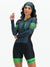 Women's Long Sleeve Cycling Skinsuit - Gel Padding - Gray and Green Evolution Savancini (3460)