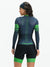 Women's Long Sleeve Cycling Skinsuit - Gel Padding - Gray and Green Evolution Savancini (3460)
