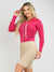 Women's Cycling Skinsuit - Gel Padding - Long Sleeve in Sand and Racy by Savancini (SP460)