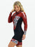 Women's Long Sleeve Cycling Skinsuit - Burgundy Flowers Black by Savancini (3460FB)