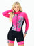 Women's Long Sleeve Cycling Skinsuit - Pink Flowers Black by Savancini (3460FB)