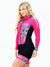Women's Long Sleeve Cycling Skinsuit - Pink Flowers Black by Savancini (3460FB)