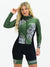 Women's Long Sleeve Cycling Skinsuit - Green Flowers Black by Savancini (3460FB)
