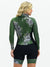 Women's Long Sleeve Cycling Skinsuit - Green Flowers Black by Savancini (3460FB)
