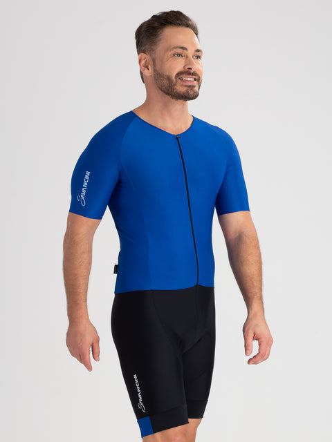 Men's Cycling Skinsuit Fit Pro Blue Savancini (4770-AZ)