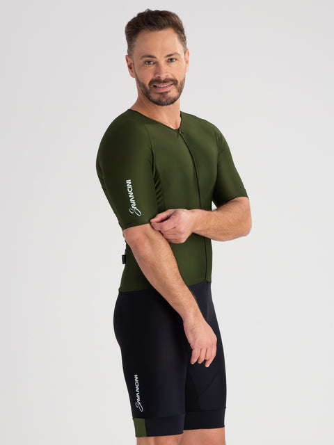 Men's Cycling Skinsuit Fit Pro Green Savancini (4770)